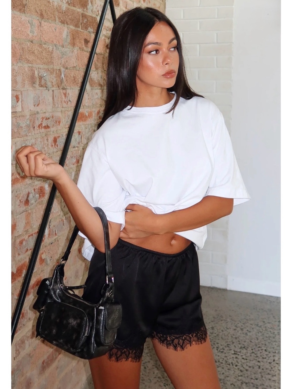 Brand New Papermoon Silky Lace-Trimmed Shorts